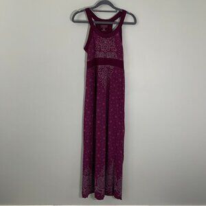 Athleta‎ racerback purple floral printed built in bra stretchy maxi dress